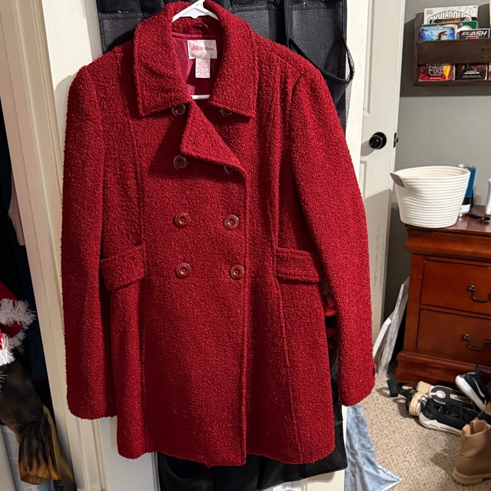 Xhilaration Textured Cherry Pea Coat